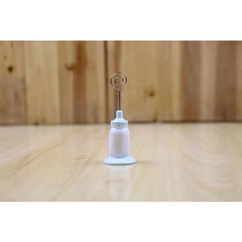200pcs Classic Blue Baby Bottle Place Card Holder Baby Shower Favors Infant Baptism Party Decorations