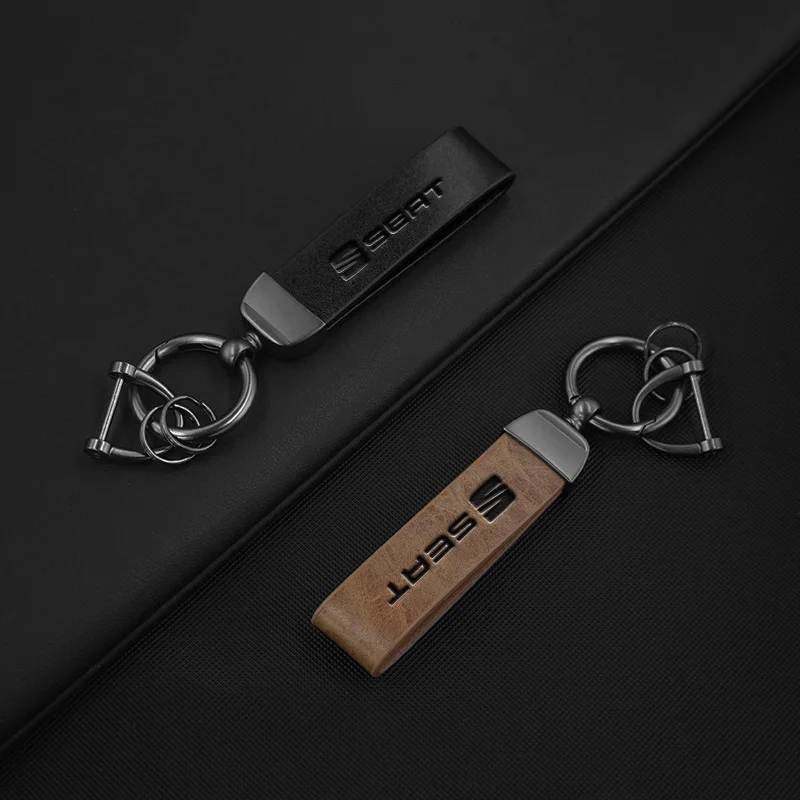 Vintage Leather and Zinc Alloy Car Keychain