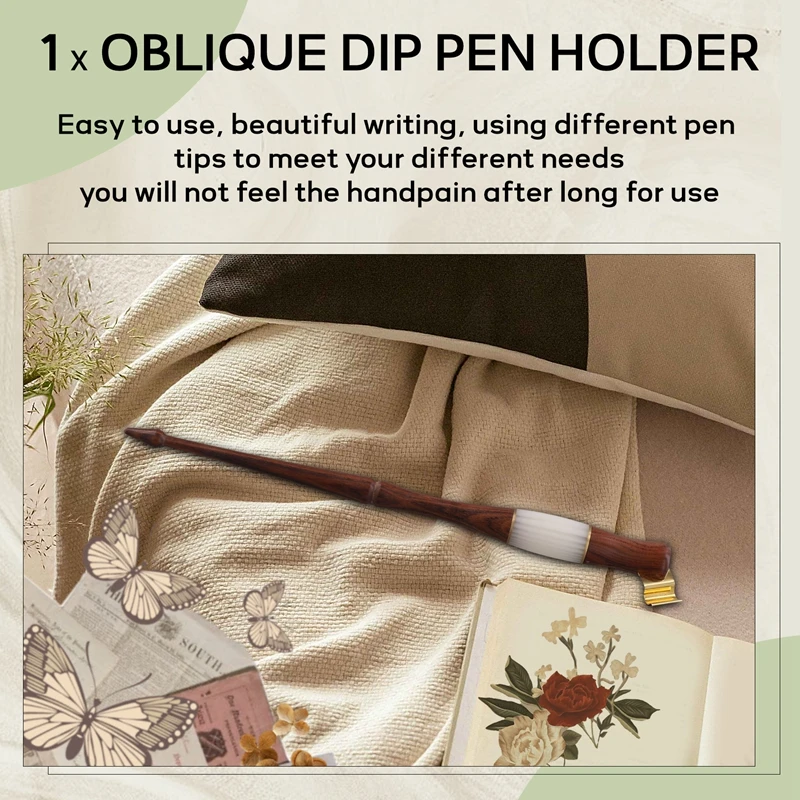 KEKA Wood Calligraphy Dip Pen English Calligraphy Pen Copperplate Script Oblique Dip Holder With Glass Nibs Accessories