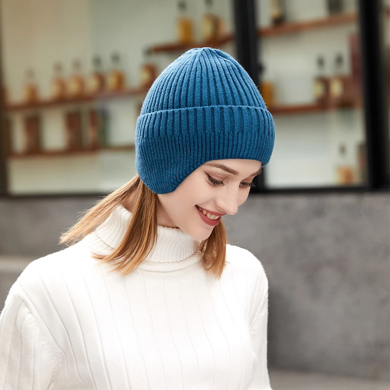 New winter earmuff cap men's windproof earflaps cap women's Korean warm beanies skull hat outdoor knitted hat unisex bonnet hats