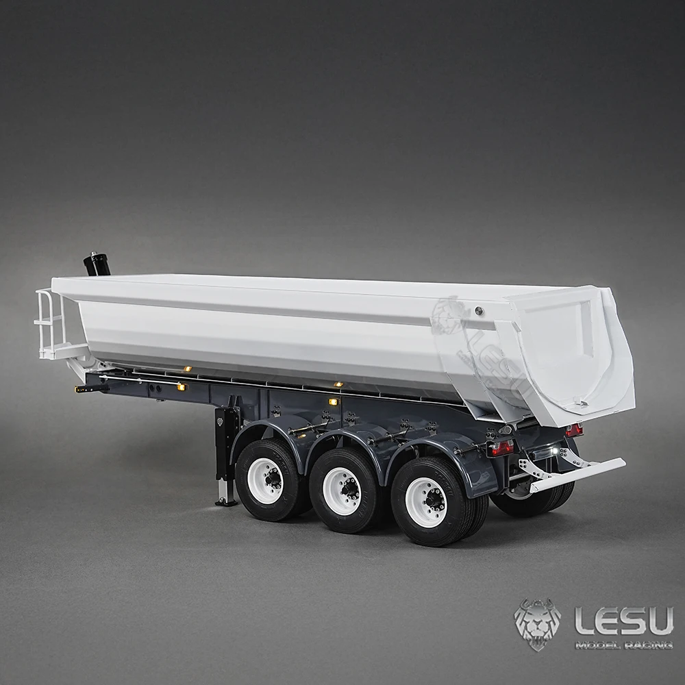 LESU 1/14 Tamiya Hydraulic Lifting Three-Axle U-Bucket Metal Semi-Trailer Dump Trailer 2