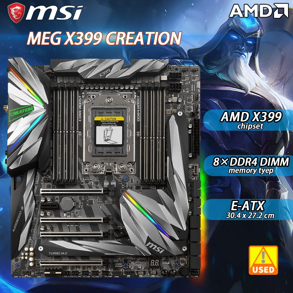 Soquete tr4 placa mãe amd x399 msi meg x399 creationamd x399 chipset ...