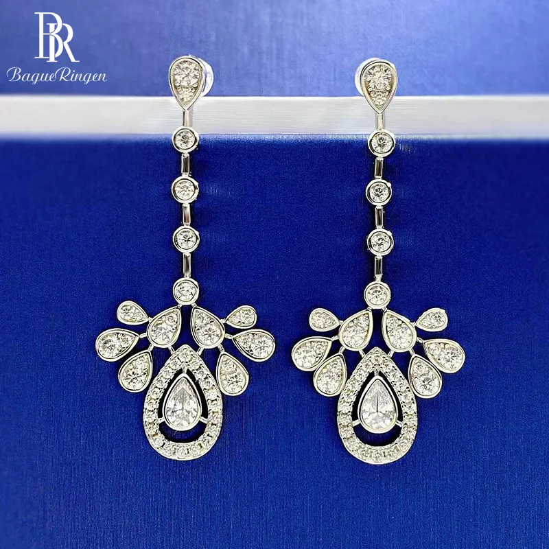 Bague Ringen 925 Sterling Silver Zircon Drop Earrings Simple Water Drop White Gemstone Wedding Anniversary Jewelry Female Gifts