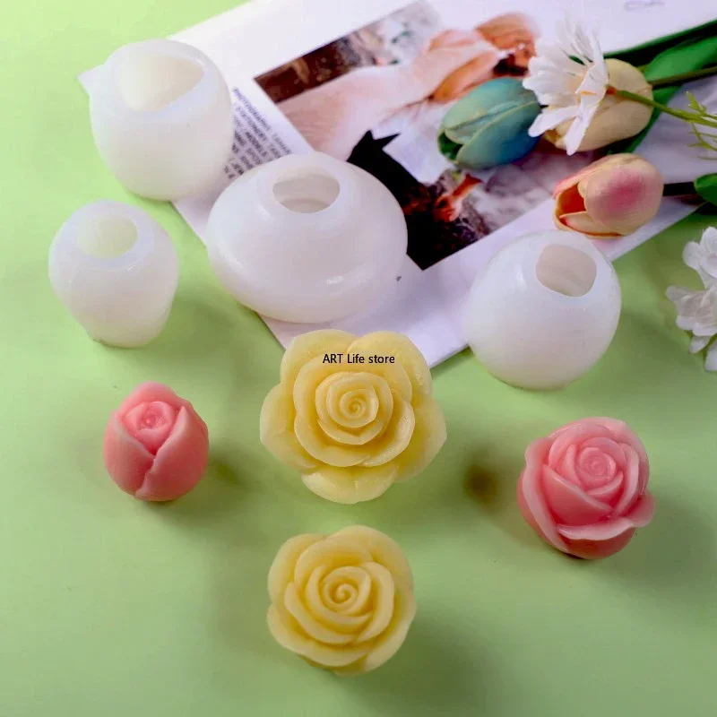 New Rose Flower Silicone Candle Mold 3d Tulip Flower Soap Chocolate Cake Baking Mold Handmade Crafts Gypsum Resin Making Tool