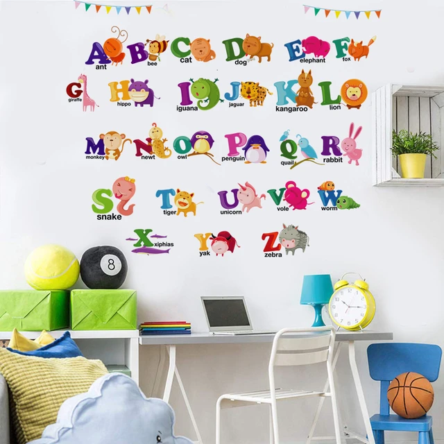 Alphabet Wall Decals ABC Letter Wall Stickers Letter Train Theme Room Wall Decals Early Educational Alphabet Wall Stickers for Kids Playroom