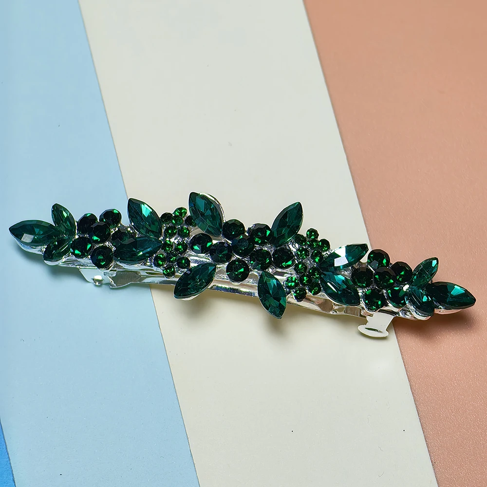 Sparkling Wedding Emerald Green Hair Clip For Bride