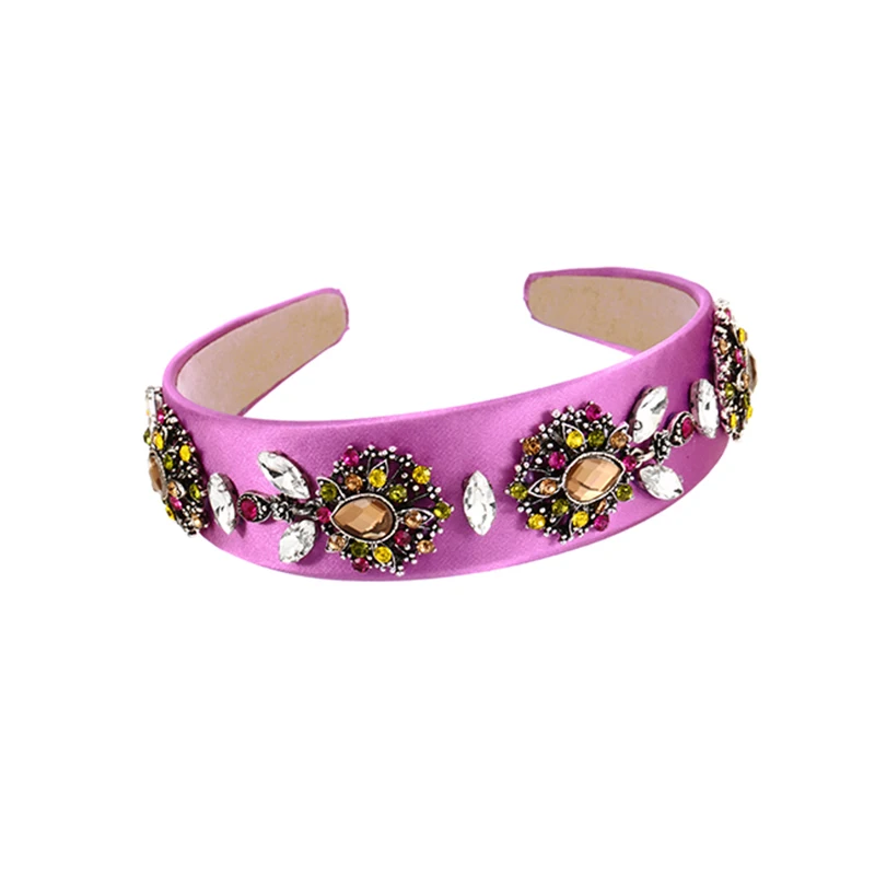 

Purple Fabric Water Drop Flower Pattern Alloy Fashion Diamond-studded Headband Colorful Hair Accessories Rhinestone Tiara