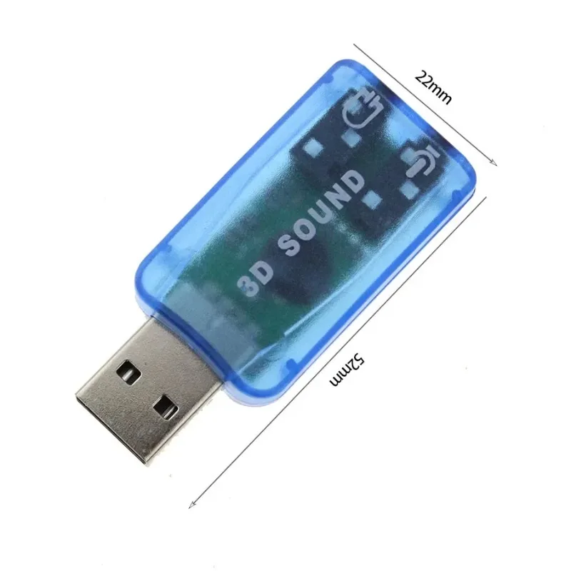미니 외부 3D USB 사운드 카드 5.1 채널 오디오 카드 어댑터, PC 컴퓨터용 3.5mm 스피커 마이크 이어폰 인터페이스