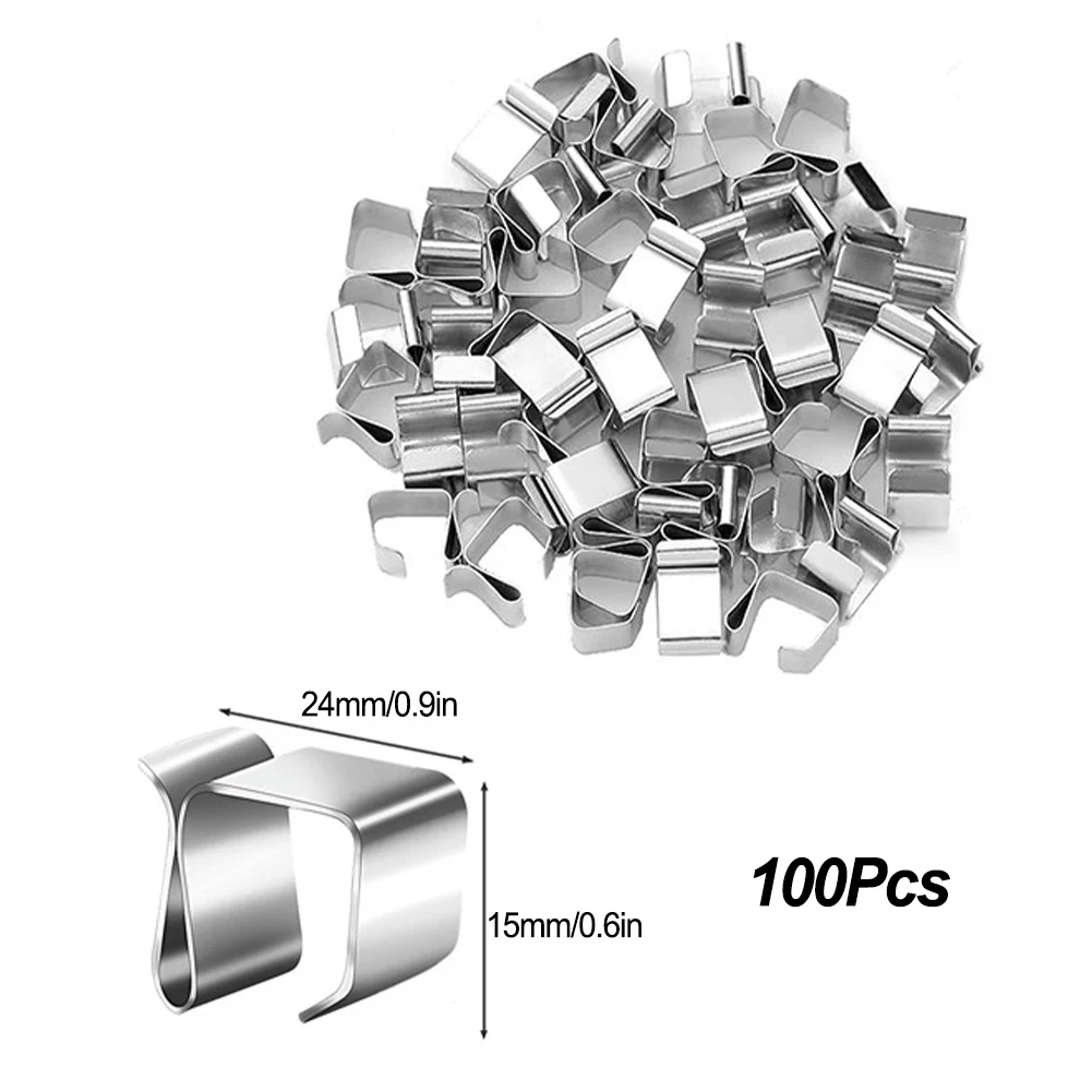 

100pcs Light String Clips Hook Holiday Wire Clamp Weatherproof Outdoor Gutter Stainless Steel Clip String Lights Holder