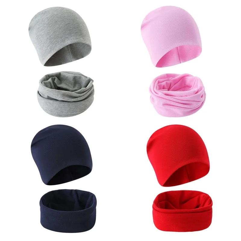 Ensemble bonnet et écharpe pour enfants, cache-cou chaud pour tout-petits, chapeaux pour bébés filles et garçons, document solide, automne et hiver