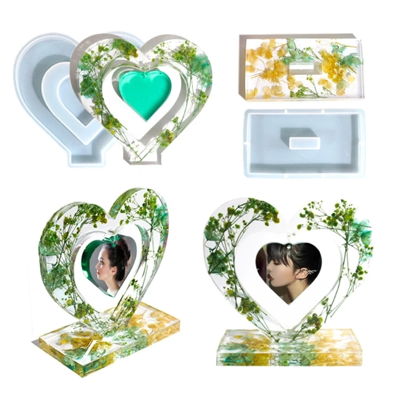 

Heart Shape Resin Molds Silicone Photo Frame Mold DIY Photos Ornaments for Jewelry Making Home Decorations E0BE