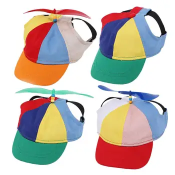 Dog Propeller Hat Pet Outdoor Sports Hats With Ear Holes Dog Hat Rainbow Helicopter Top Hat For Small Dogs Puppy Cats Supplies 5