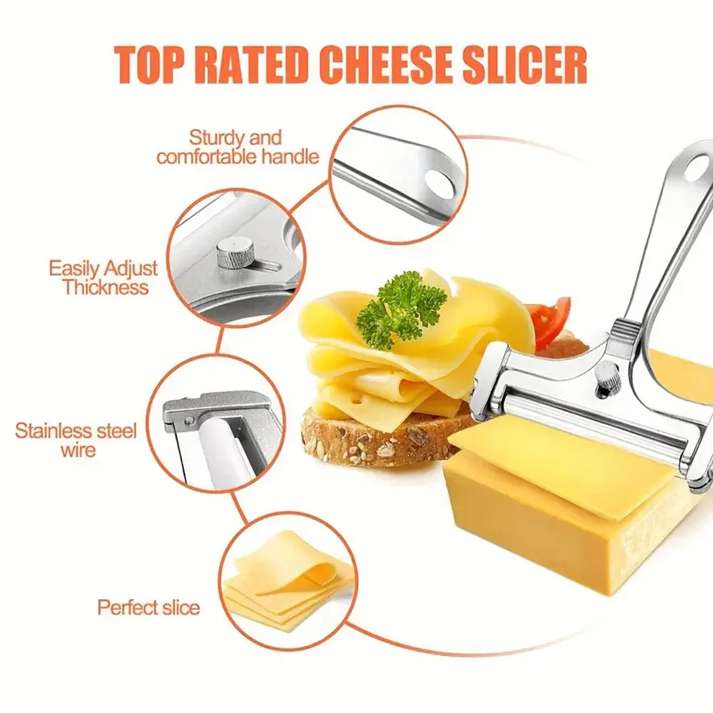 Stainless Steel Wire Cheeses Slicers With Handle Ergonomic Handle Cheese Cutter Kitchen Accessories