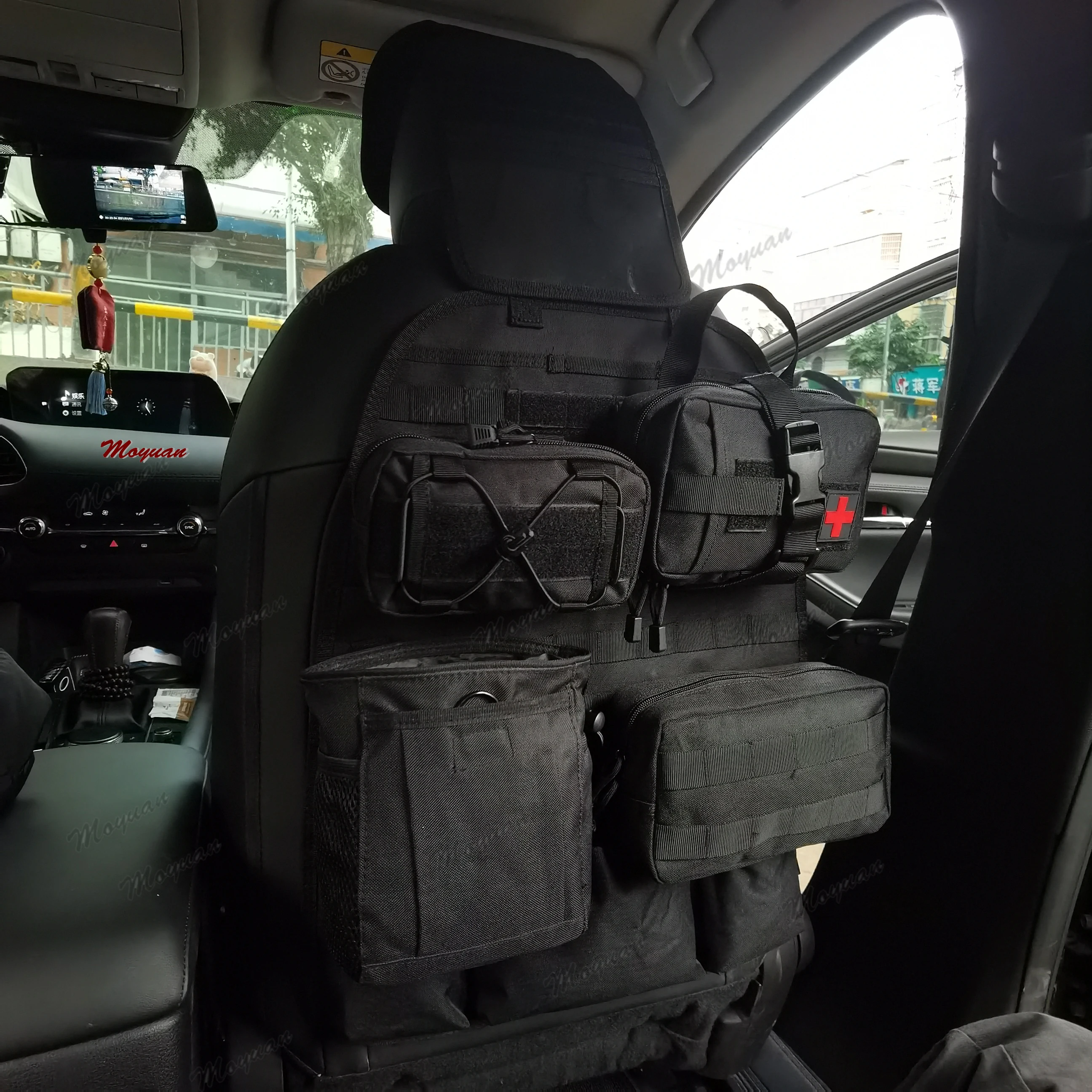 

Universal Car Front Seat Back Organizer Tactical Storage Bags With 4 Detachable Bags First Aid Kit Belt Pouch For All Vehicle