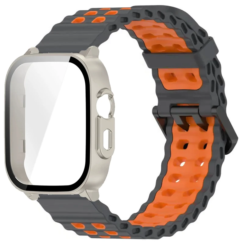 Silicone Band and Protective Case for Smartwatch - Premium Wristband Accessory Set with Screen Protector and Strap