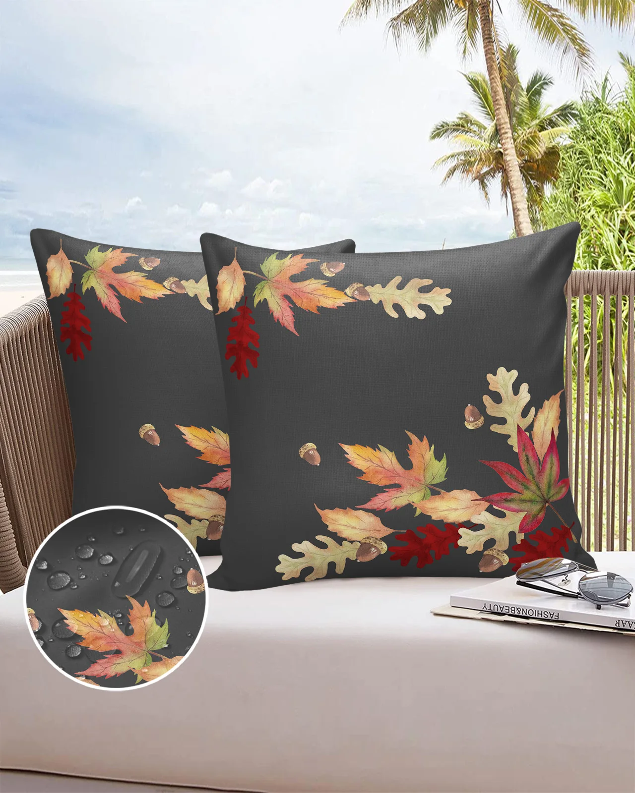 

Watercolor Maple Leaf Waterproof Pillowcase Home Sofa Office Throw Pillow Case Car Cushion Cover Home Decor