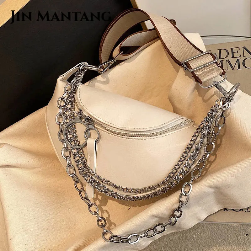 JIN MANTANG Brands Chain Waist Belt Bag for Women Leather Crossbody Chest  Bags Waist Bags Fashion Phone Purses Ladies Fanny Pack - AliExpress