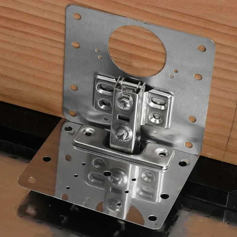 Cabinet Door Hinge Repair Plate with Screws & Brackets, Heavy Duty Kitchen Furniture Mounting Hardware for Easy Installation