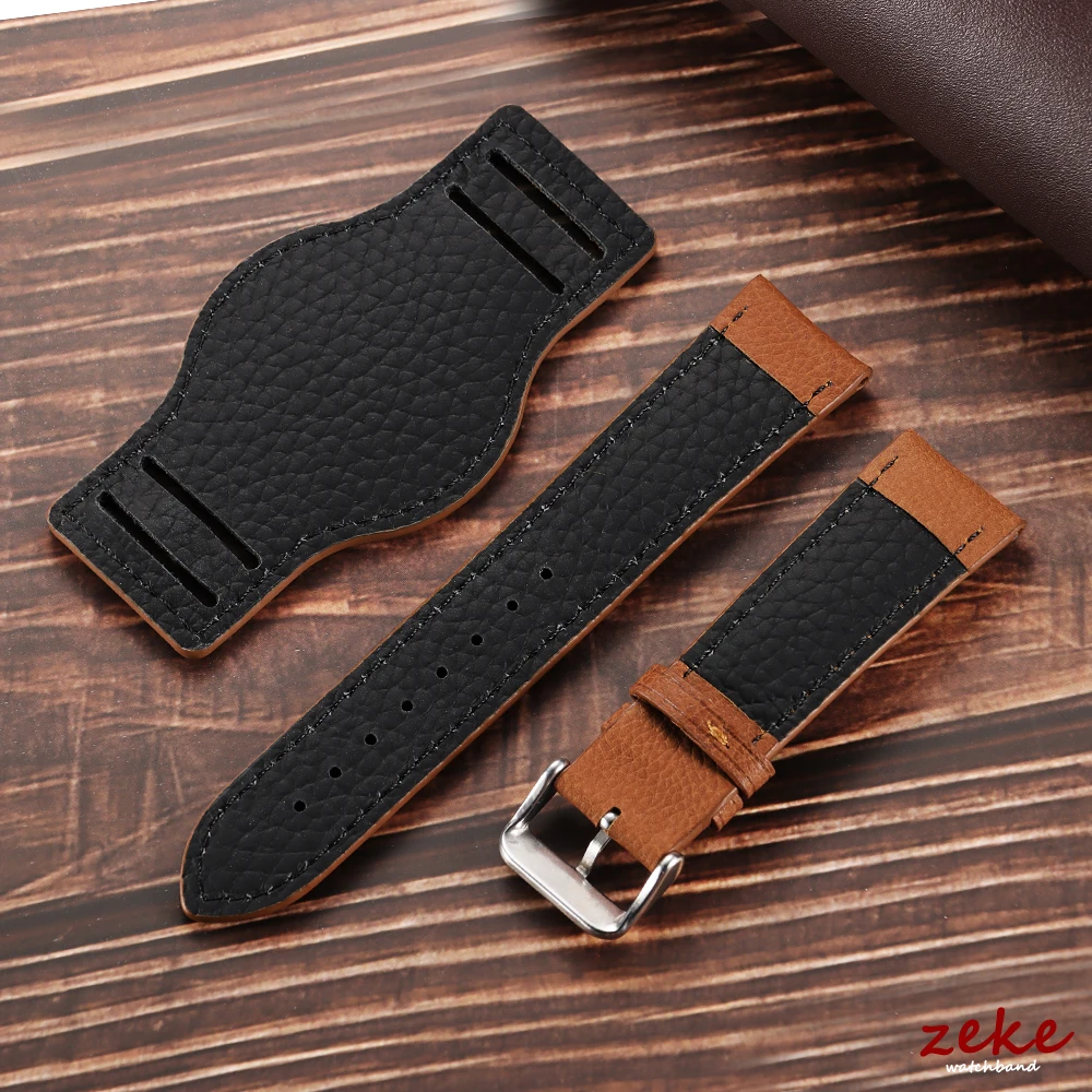 Premium Genuine Calfskin Watch Strap - Vintage Cowhide Leather Band for Men, Available in Brown and Black
