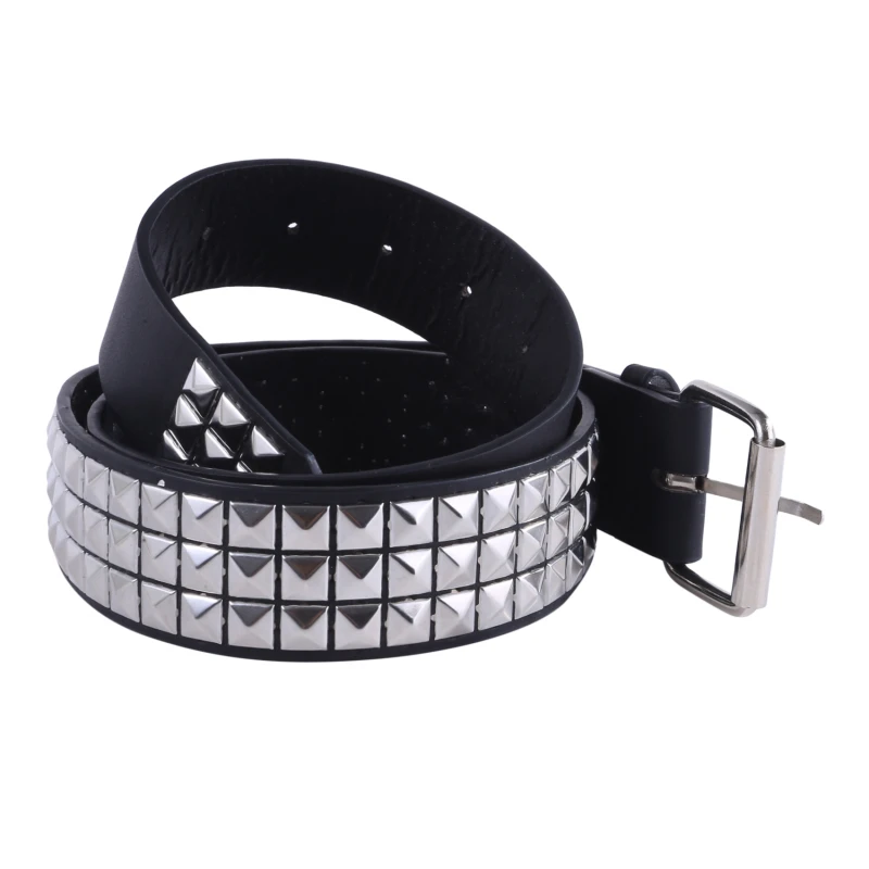 

Women Belt Punk Hardware Jeans Belt Square Beads Rivet Belt Black Harajuku Waistband Eyelet Pin Buckle Men Metal Decoration Belt