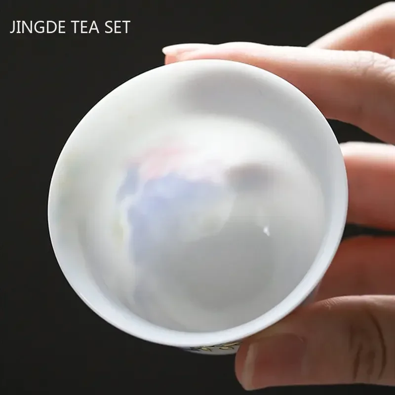 60ml Chinese Enamel Color Tea Cup Ceramic Master Cup High-grade Household Palace Style Tea Set Portable Small Tea Bowl