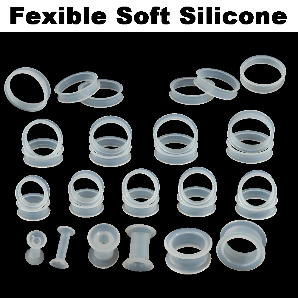 PAIR-Clear Ear Gauges Large Size Silicone Flexible Hollow Ear Plugs Tunnels Expander Stretching 3mm-50mm piercing jewelry body piercing jewelry body jewelry ear piercing jewelry