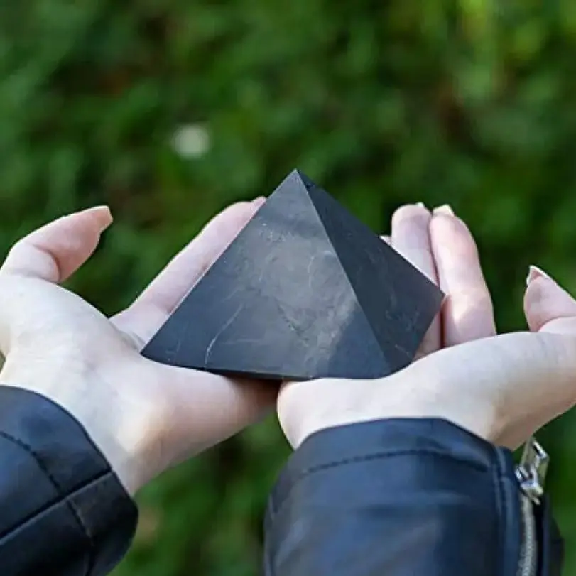 Shungite Pyramid Tower Energy Raw Gemstone Point Stone,Healing Chakra Balancing Radiation Crystal Tower Piramide Di Meditazione