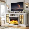 59'' Fireplace TV Stand, 3 Sided Glass Media Entertainment Center Console Table for TVs up to 65'' with Glass Door 1