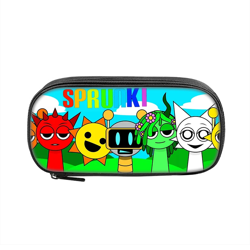 Sprunki Cartoon Anime Pen Box Bag for Student Big Capacity School Supplies Zipper Pencilcases Children's Birthday Gift 3
