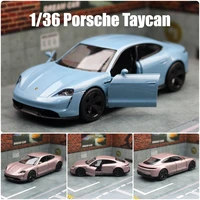 1/36 Porsche Taycan Toy Car Model For Children RMZ CiTY Diecast Super Sport Miniature Pull Back Collection Gift For Kid Boy 1