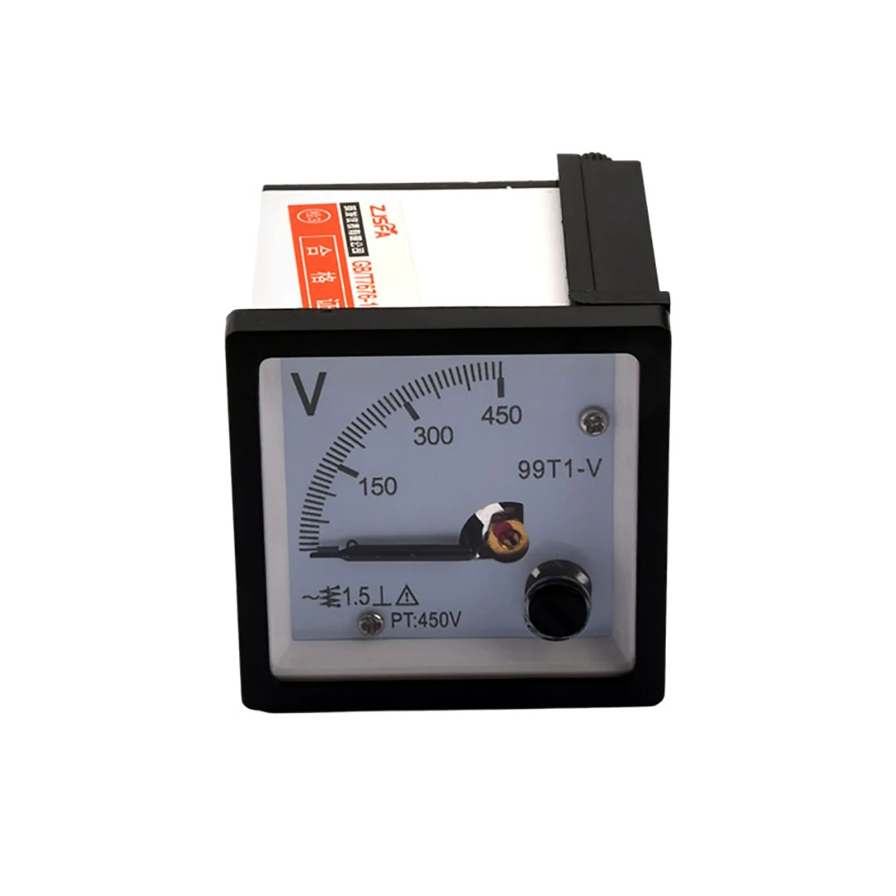 

AC/DC 0-450V Analog Panel Voltmeter 99T1-V 48*48mm Pointer Type Volt Meter 50V 100V 150V 200V 250V 300V 350V 450V Voltage Tester