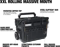 Rolling Massive Mouth Tool Bag - Waterproof Base – Heavy Duty, Durable and Rugged - (TB-CT-61-22) 2