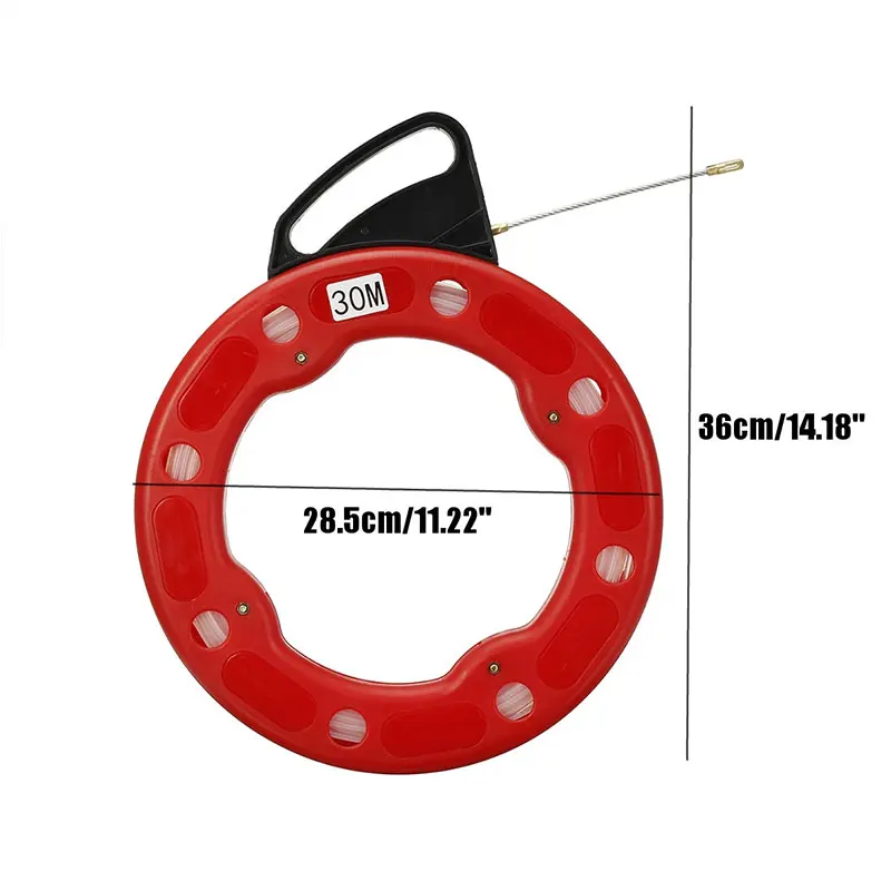 Description Picture 6 of item15-30 Meter Nylon Professional Cable Puller Flexible Glider Swivel Fish Tape Portable Reel Conduit Duct Wire Pulling Tool