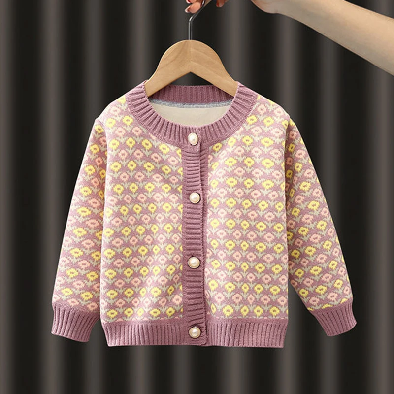 Kids Baby Girls Boys Autumn Winter Long Sleeve Solid Knitted Outwear