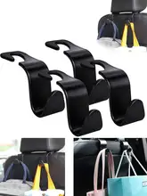  4Pcs Car Seat Headrest Hooks Hanger Storage Organizer Universal Portable Hook for Handbag Purse Clothes Coat Grocery Bags Hooks 
