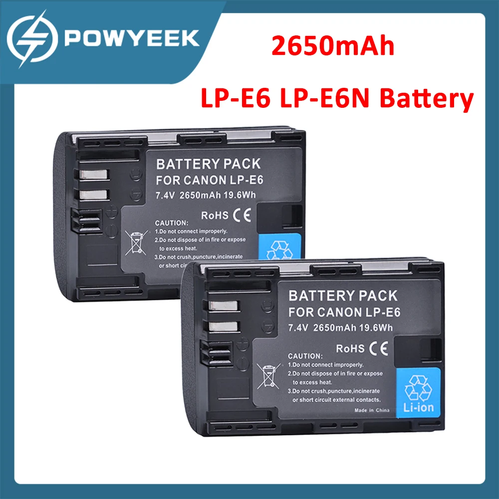 2650Mah Li-Ion Lp-E6 Lp-E6N Batteria/Caricabatterie Per Canon Eos 6D 7D 5D Mark Ii Iii Iv 5D 60D 60Da 70D 80D 90D 5Ds R5 R6 Xc10 Xc15