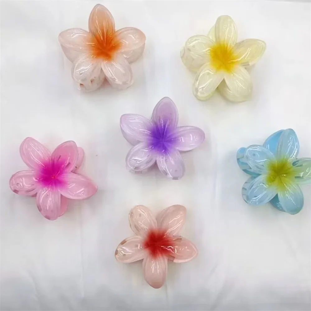 Description Picture 6 of item1/2/3PCS Summer Gradient Flower Acrylic Hair Clip For Women Sweet Ponytail Hair Claw Shark Hairpin Barrettes Hair