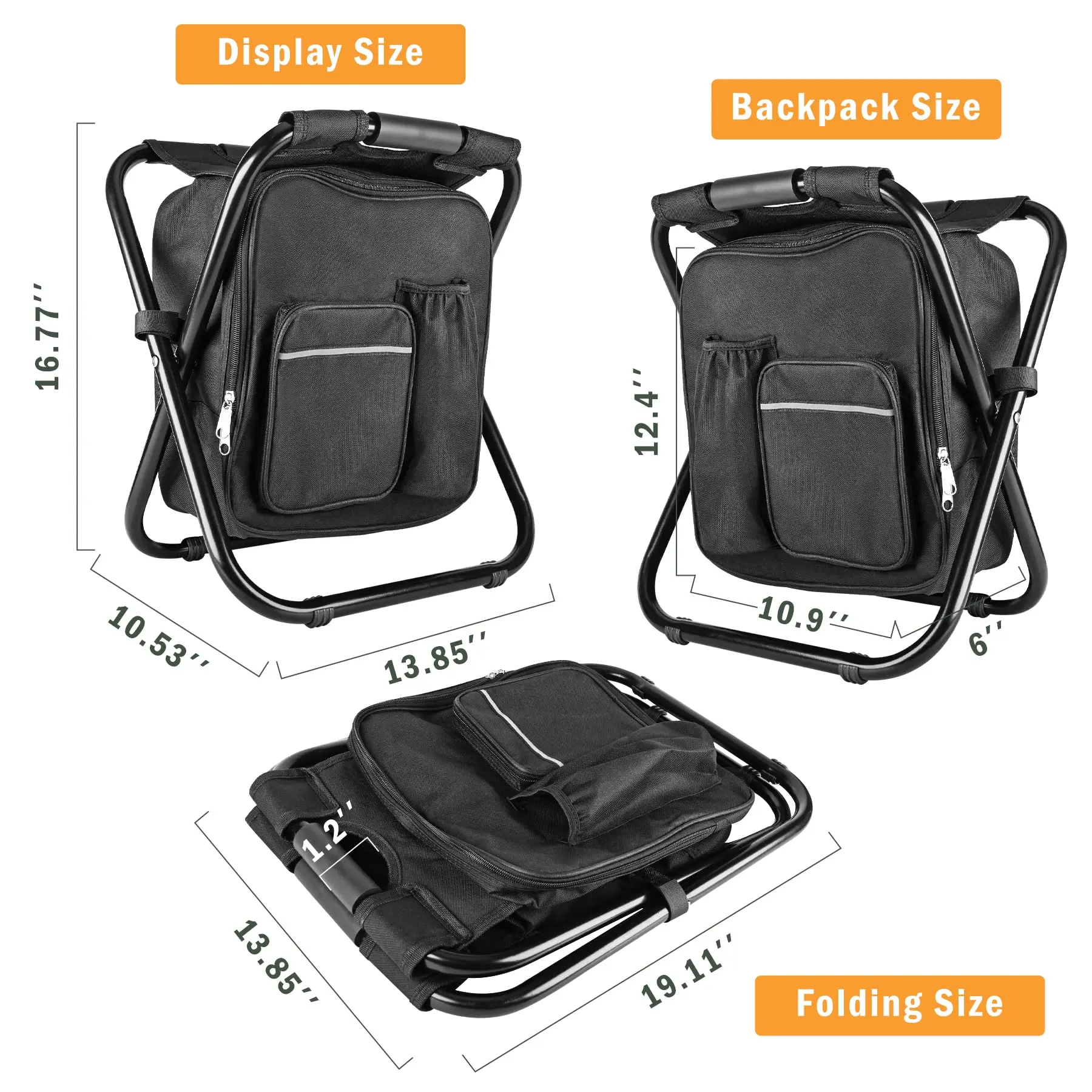 Backpack Stool Cooler Chair，Portable Lightweight Stool Backpack Folding Fishing Cooler for Camping Hunting Fishing