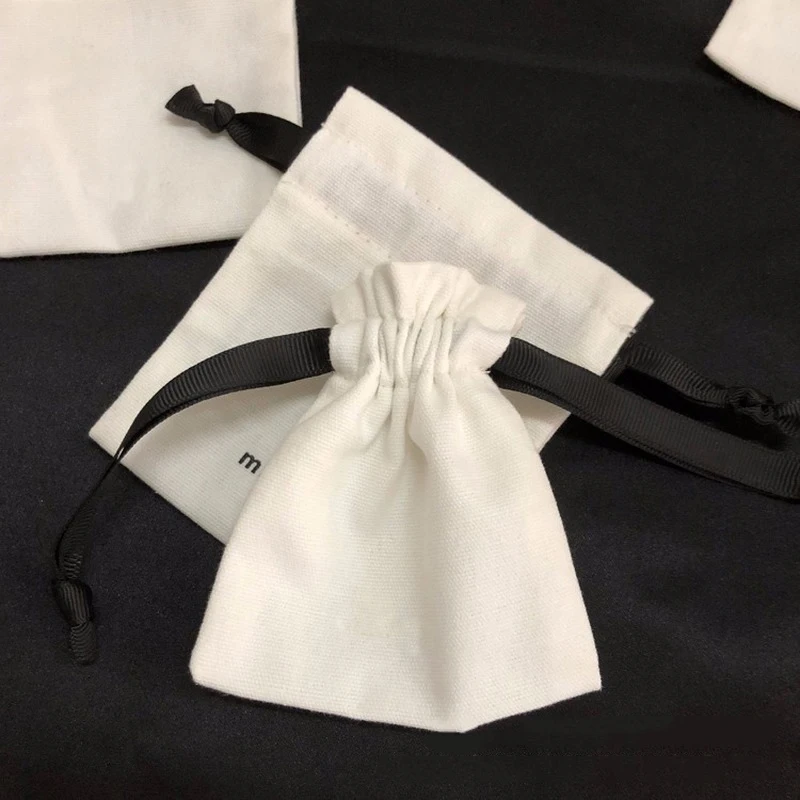 50PCS 사용자 정의 로고 코 튼 Drawstring 가방 포장 수 제 선물 비누 파티 결혼식 포장 재사용 가능한 향 주머니 저장 선물 주머니