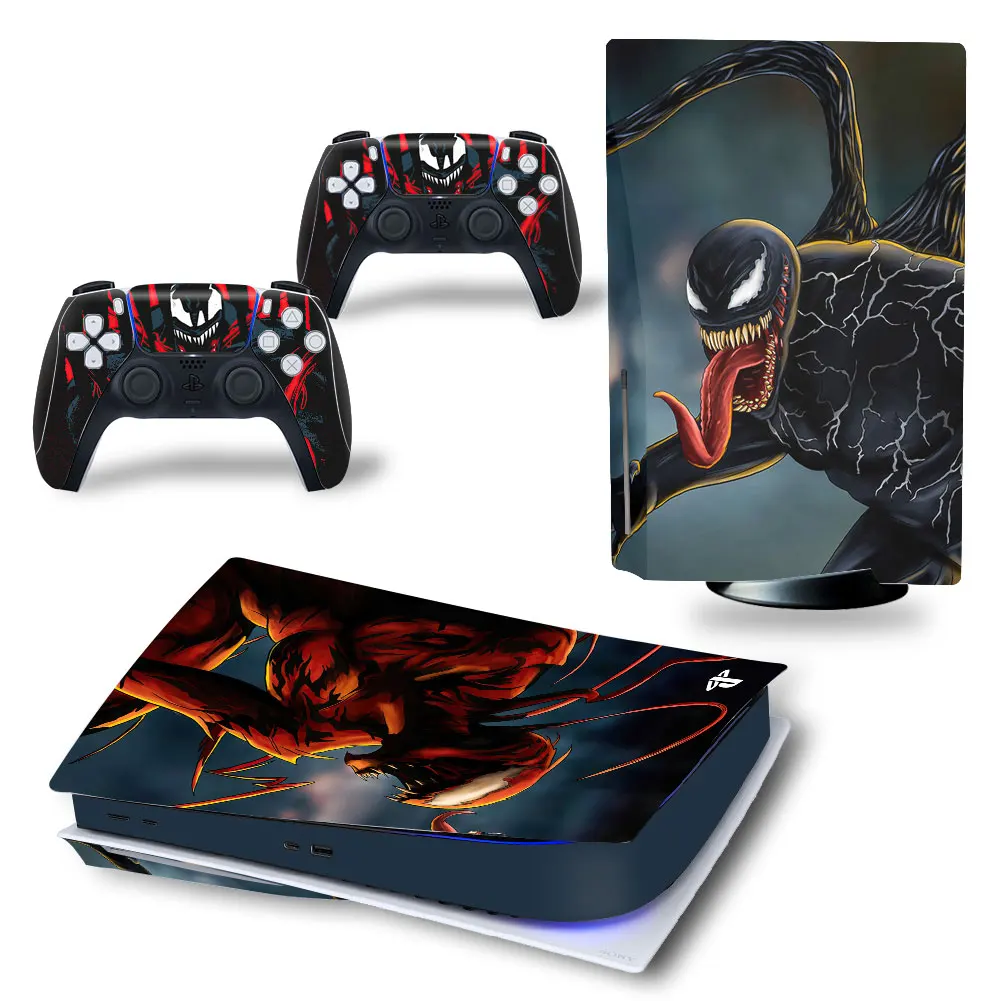 Marvel Venom PS5 Disc Edition Skin Sticker Cover Decal for PlayStation 5 Console and 2 Controllers PS5 Disc Skin Sticker Vinyl 