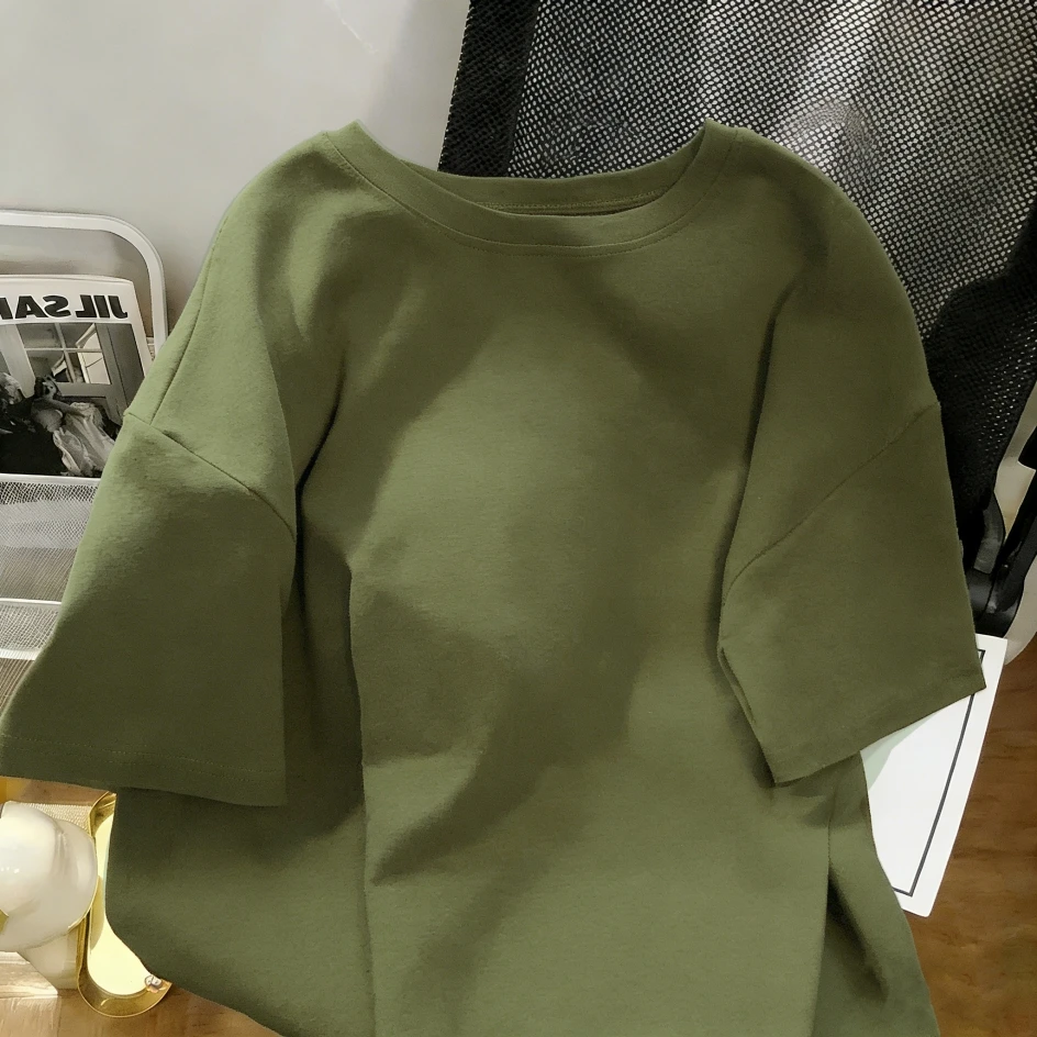 Lässige, alltägliche Sommer-T-Shirts für Herren mit kurzen Ärmeln, einfarbig, schlicht, modisch, passend zu allen Outfits, aus atmungsaktiver Baumwolle, mehrfarbig. – Detail 19