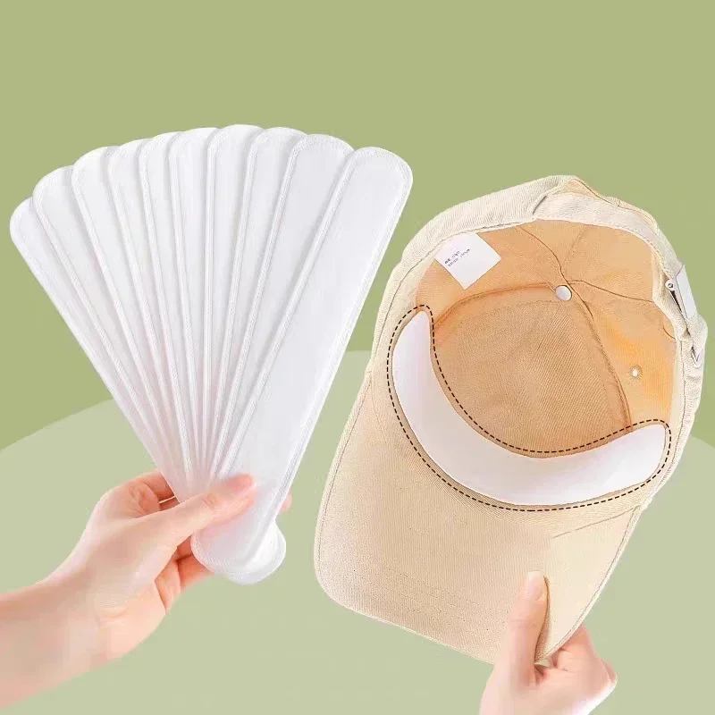 40pcs Hat Sweat Absorber Stickers Women Men Cotton Anti-dirt Sports Belt Cap Rim Invisible White Tape Hat Size Reducer Liner Pad 3