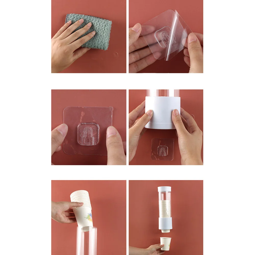 Disposable Paper Cups Dispenser Plastic Cup Holder For Water Dispenser Wall Mounted Automatic Cup Storage Rack Cups Container