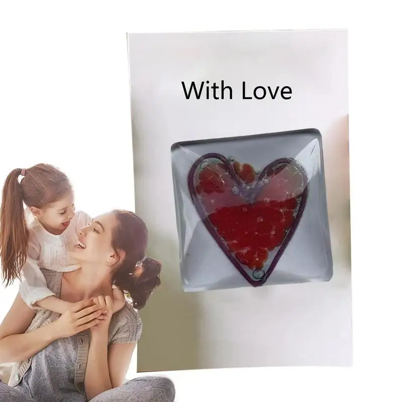 

Glass Heart Keepsake Square Heart Beads For Bracelets Heart Shaped Pendant Souvenirs Durable Fused Pendant With Heart Pattern