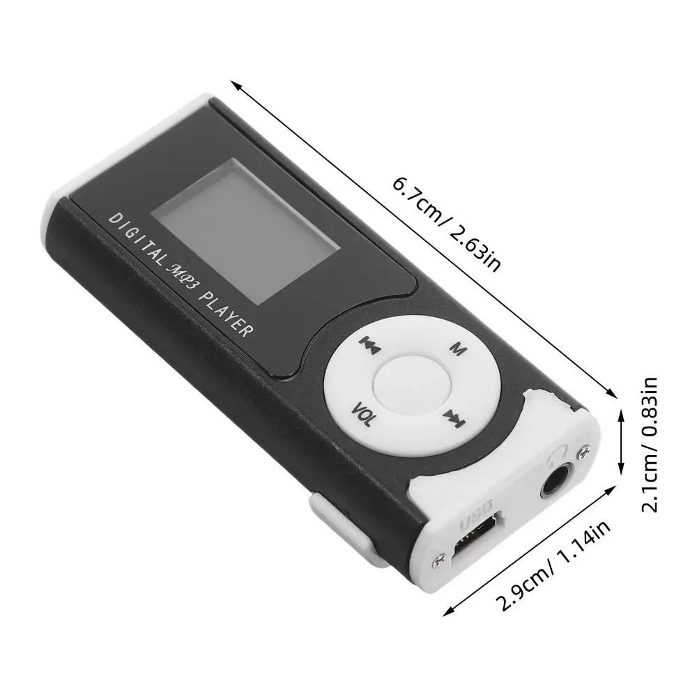 무손실 음질 휴대용 미니 MP3 플레이어 LCD 화면 카드 슬롯 USB MP3 음악 플레이어 메탈 클립 슬림 학생용 워크맨