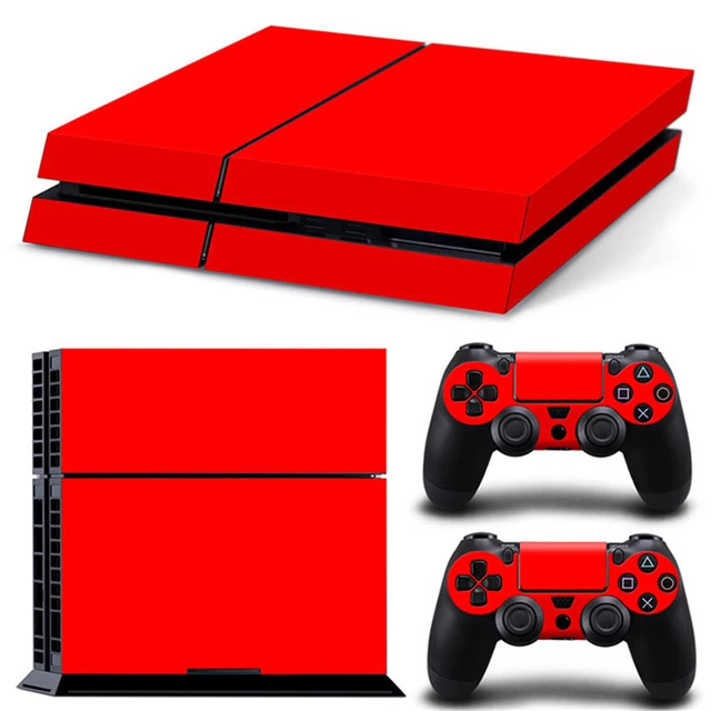 PS4 Sticker Decal Skin for Sony Palystation 4 Console & 2 Controller- Red  Logo