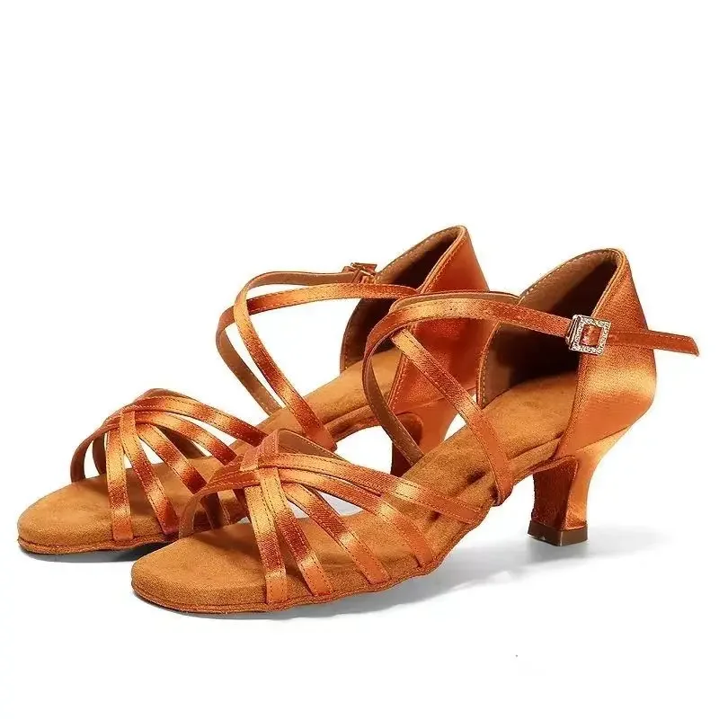 SETA Upgrade Hot Selling Heel 7/5cm Silk Satin Latin Ballroom BD Dance Latin Shoes Women Dance Shoes 5