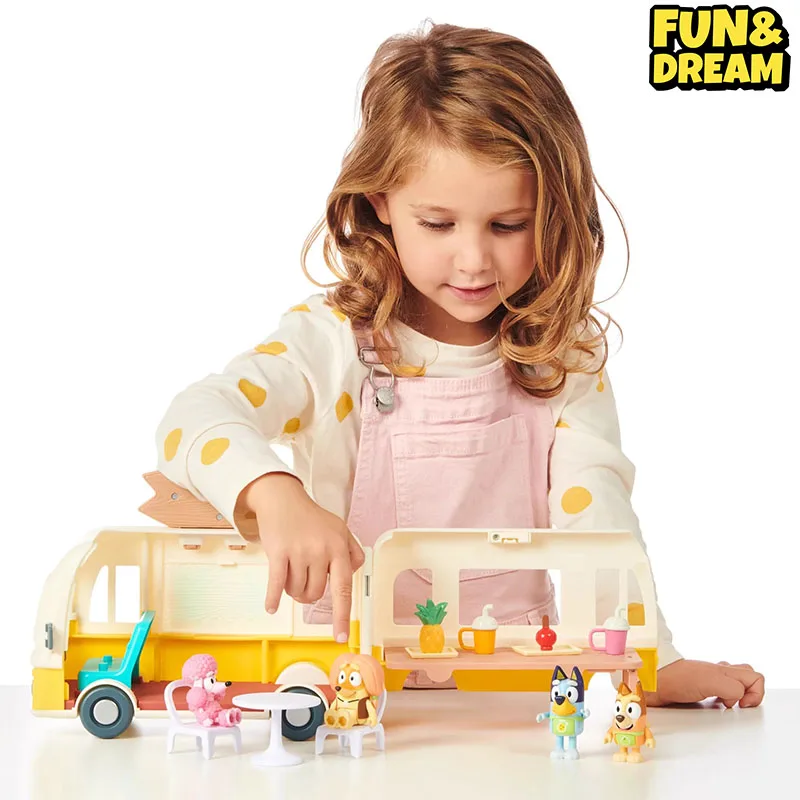 Genuine Bluey Playing House Collection Bluey Juice Truck Play Home Toys Birthday Gifts Kids Scene Toy Truck Models Puppy Models 5