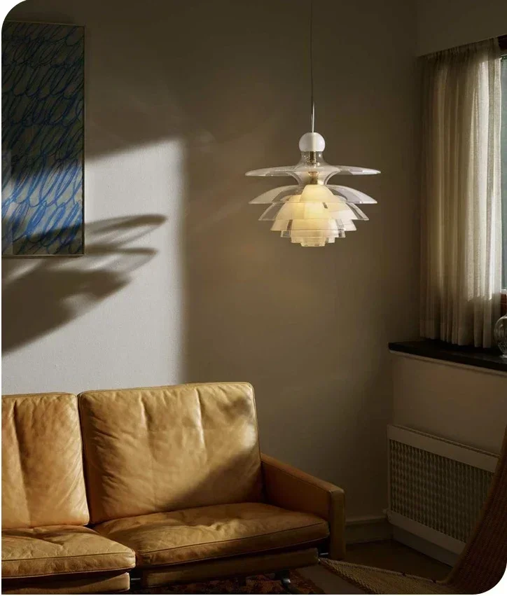 Description Picture 2 of itemDanish Designer Art Glass Modern LED Ceiling Pendant Hanging Chandelier for Living Dining Room Villa Decoration Transparent