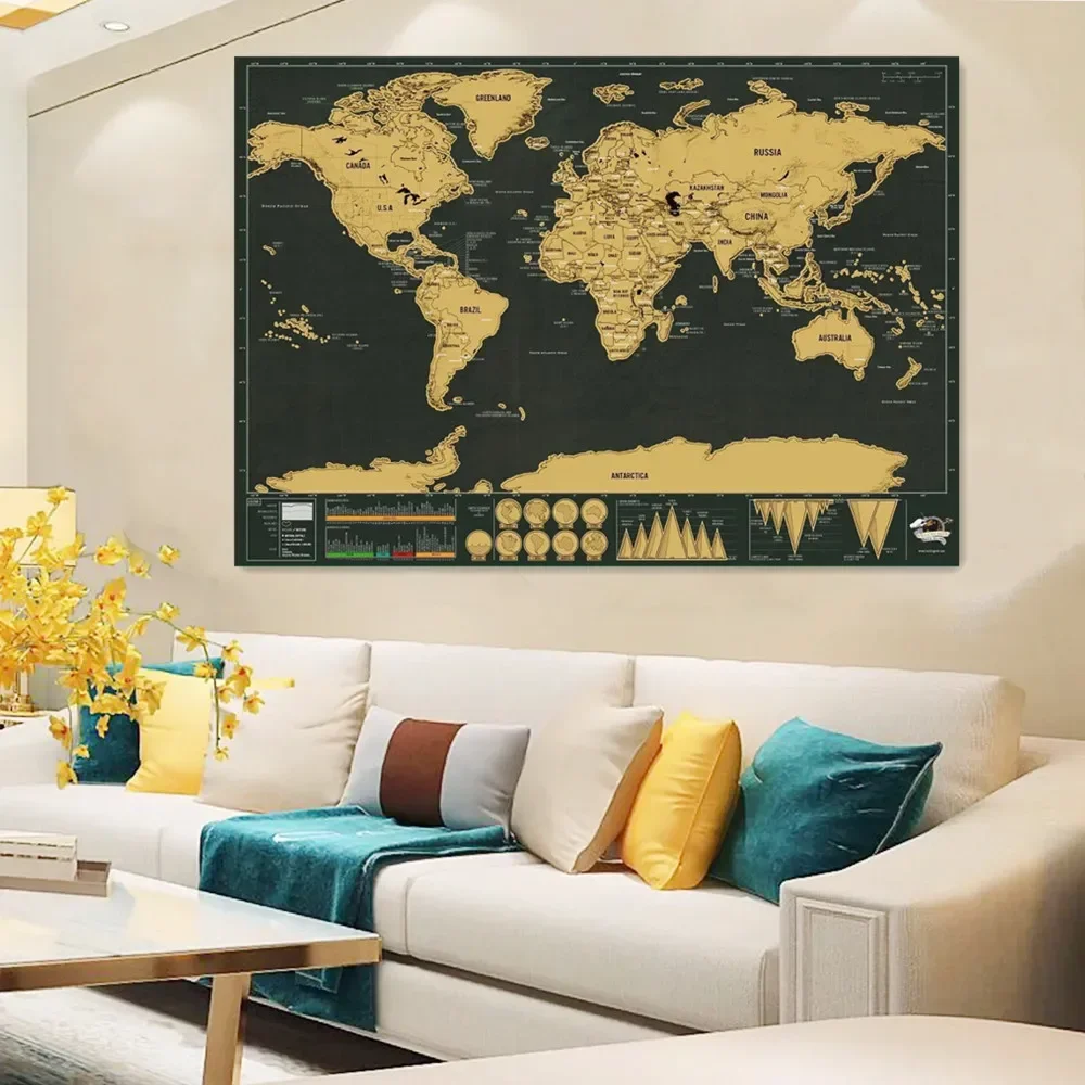 

Карты мира с царапинами, плакаты с флагами стран, карты с защитой от царапин для декора комнаты и офиса, визуальные дорожные карты с защитой от царапин 1
